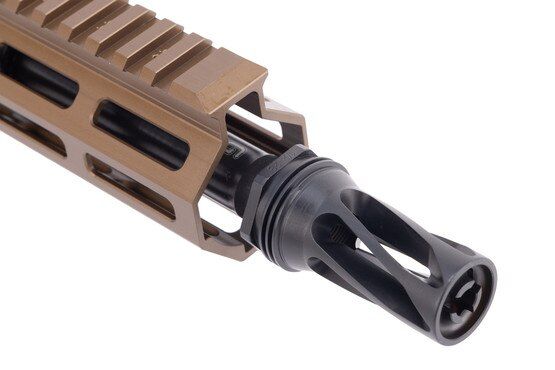 Geissele Super Duty MOD1 5.56 NATO Upper Receiver has a pinned and welded HUXWRX flash hider.